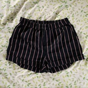 F21 black shorts w/ whites & red stripes